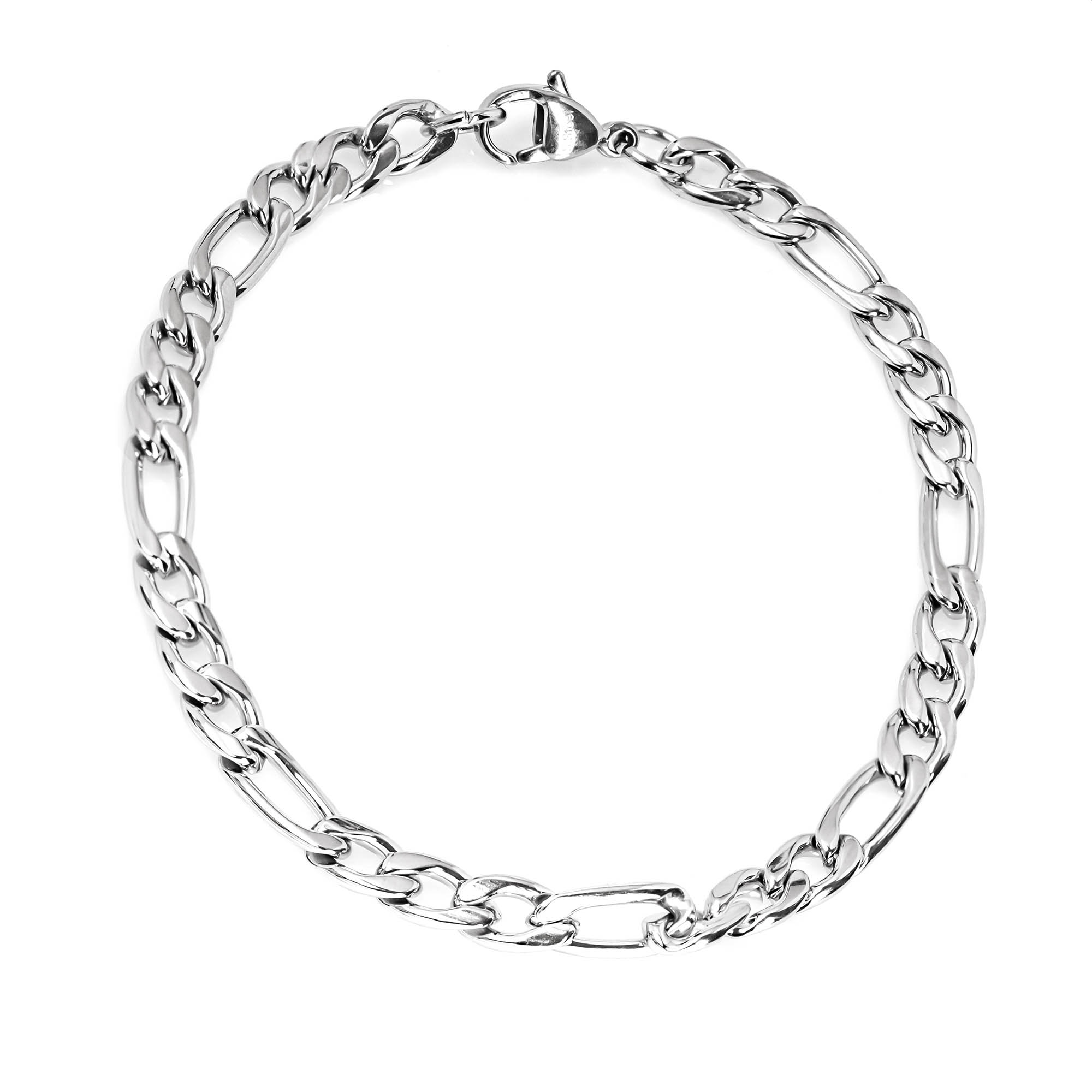 The Jewellery Stockroom Womens Figaro 316 Steel Chain Bracelet - Silver - One Size | The Jewellery Stockroom Sale | Discount Designer Brands