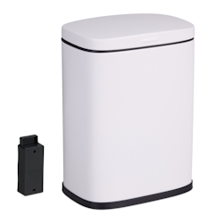 Relaxdays Kosmetikeimer Wandmontage, 3 Liter, Absenkautomatik, Inneneimer, Metall, eckiger Badezimmer Mülleimer, weiß Image