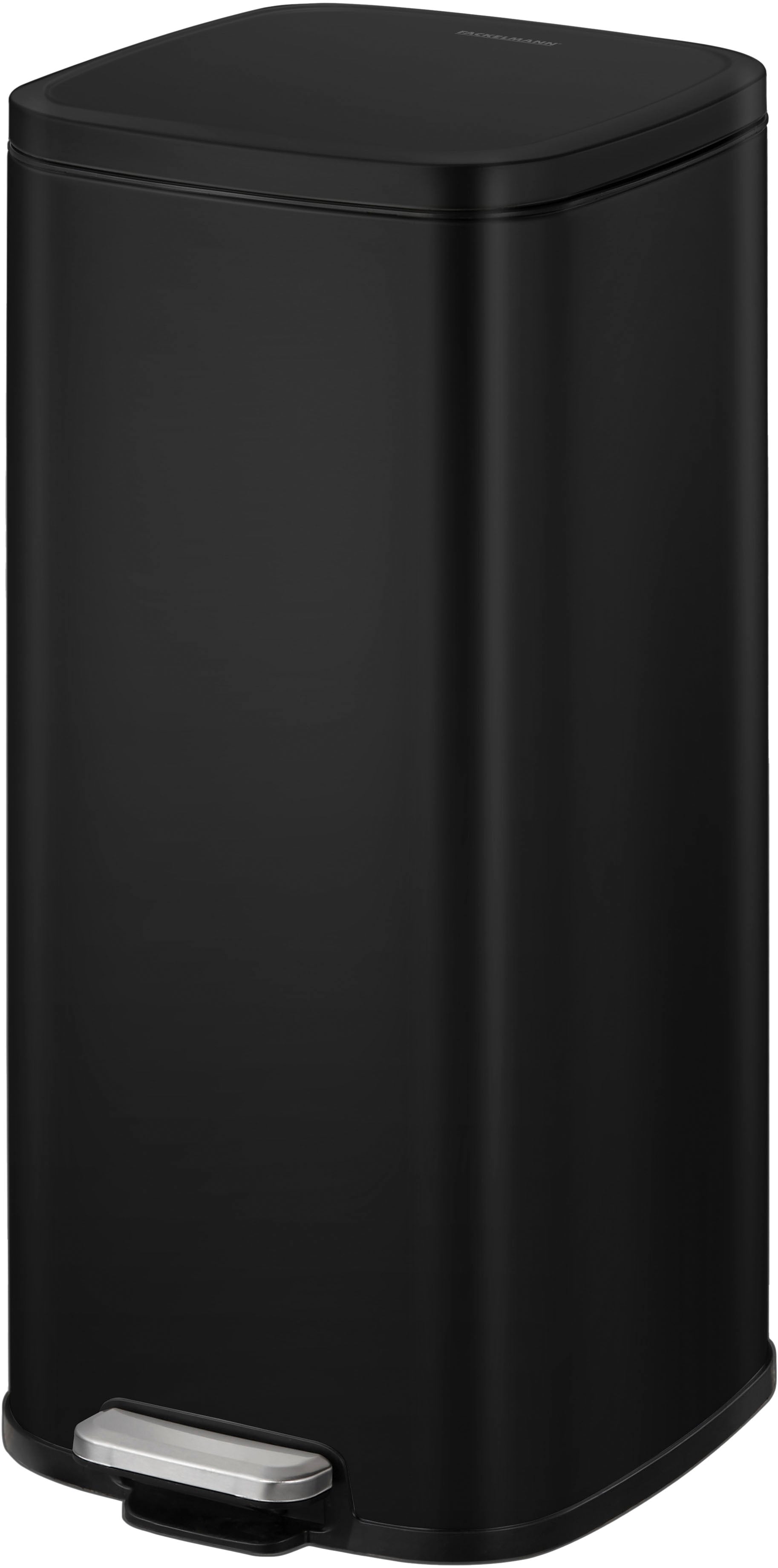 Mülleimer FACKELMANN "LONDON, Pedal-Abfalleimer 20L", schwarz matt, B:35cm H:43,5cm T:28,5cm, Kunststoff, Mülleimer, Mülleimer, mit gedämpftem Deckel & Anti-Fingerprint Oberfläche, Höhe ca. 43,5 cm