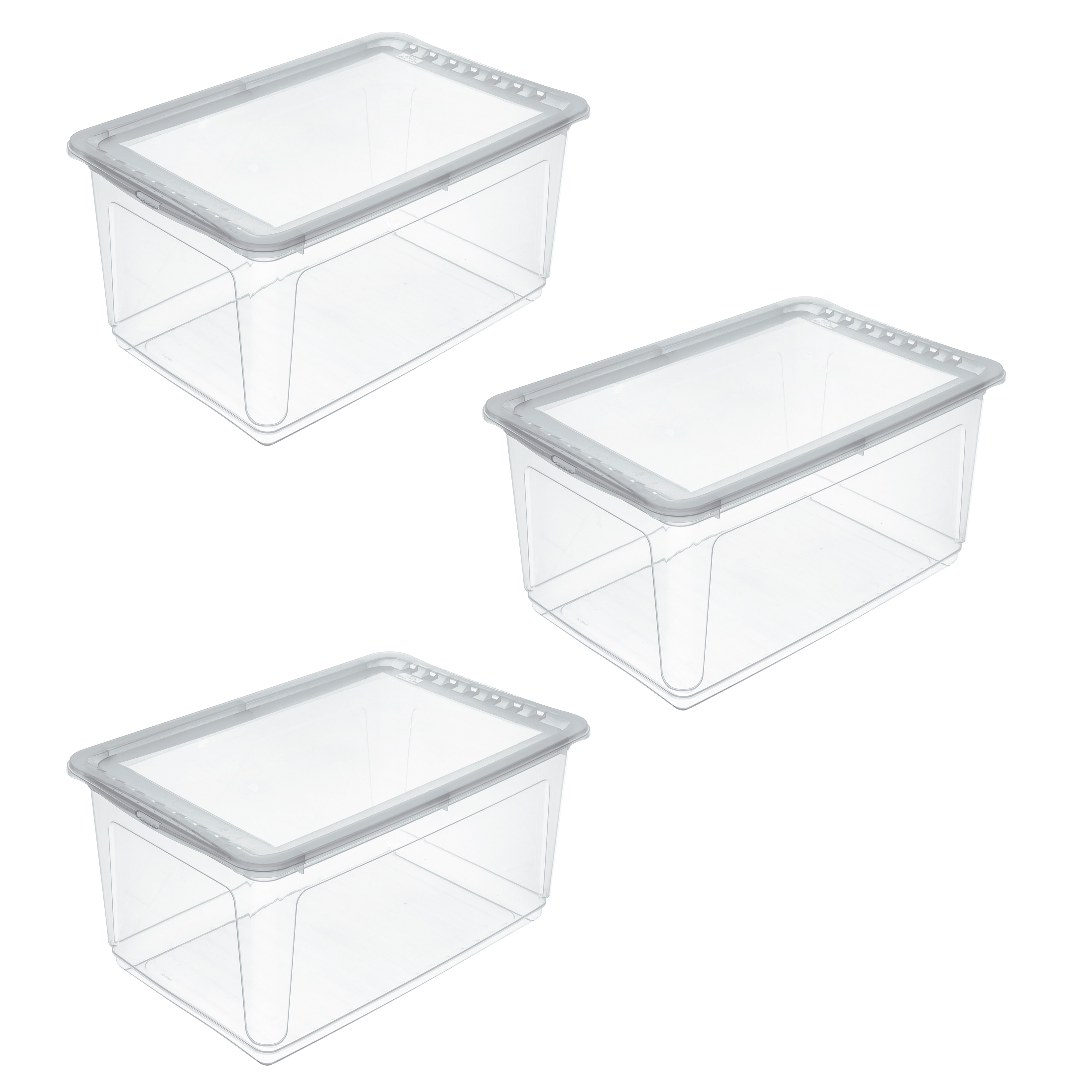 Aufbewahrungsbox KEEEPER "bea, 3er Set, mit Air Control-System 43L, 59 x 39 x 27 cm", transparent, B:59cm H:27cm T:39cm, Kunststoff, Aufbewahrungsboxen, Aufbewahrungsbox, Air-Control-System, stapelbar
