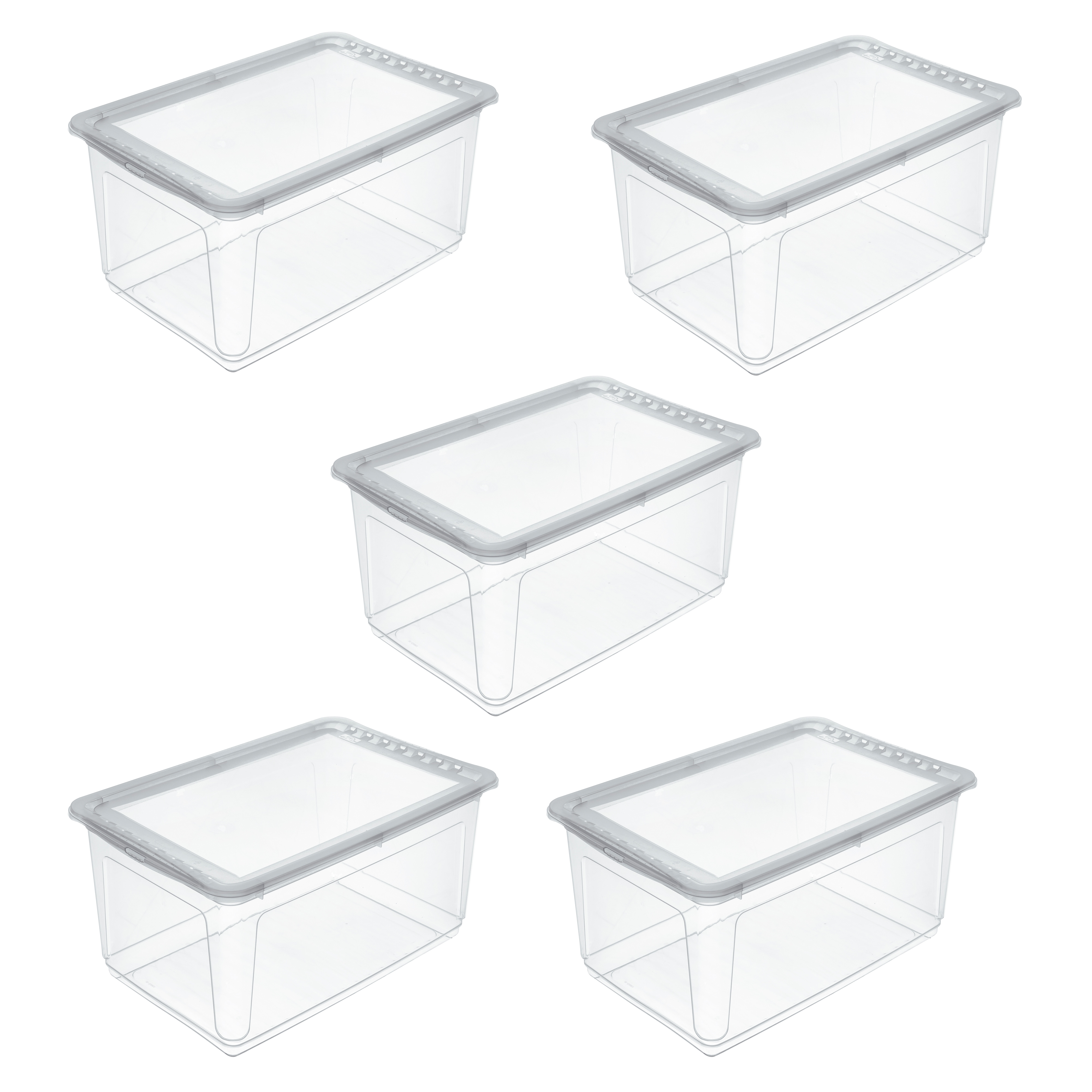 Aufbewahrungsbox KEEEPER "bea, 5er Set, mit Air Control-System 43L, 59 x 39 x 27 cm", transparent, B:59cm H:27cm T:39cm, Kunststoff, Aufbewahrungsboxen, Aufbewahrungsbox, Air-Control-System, stapelbar