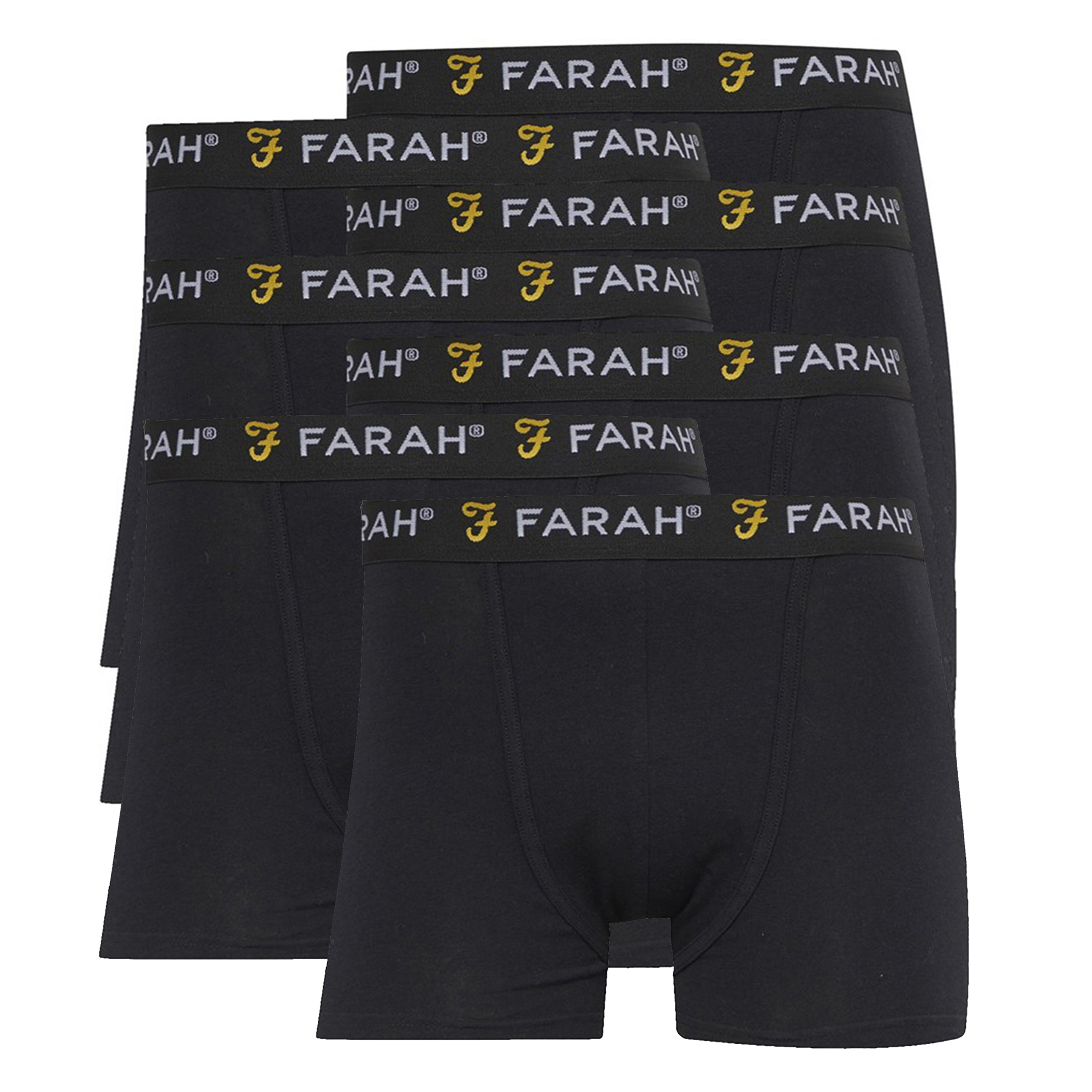 Farah 7 Pack Mens Cotton Breathable Boxers Underwear - Vuson Collection - Black - Size Large | Farah Sale | Discount Designer Brands