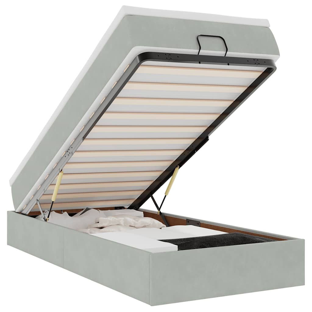 vidaXL Ottoman-Bett mit Matratze Hellgrau 80x200 cm Samt Image