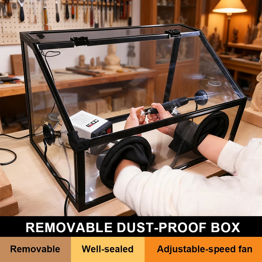 Polieren Staub Box Schleifen Staub Gehäuse mit Handschuh Löcher Desktop Staub Kollektor Abnehmbare Staub-proof Schrank für Gravur Image