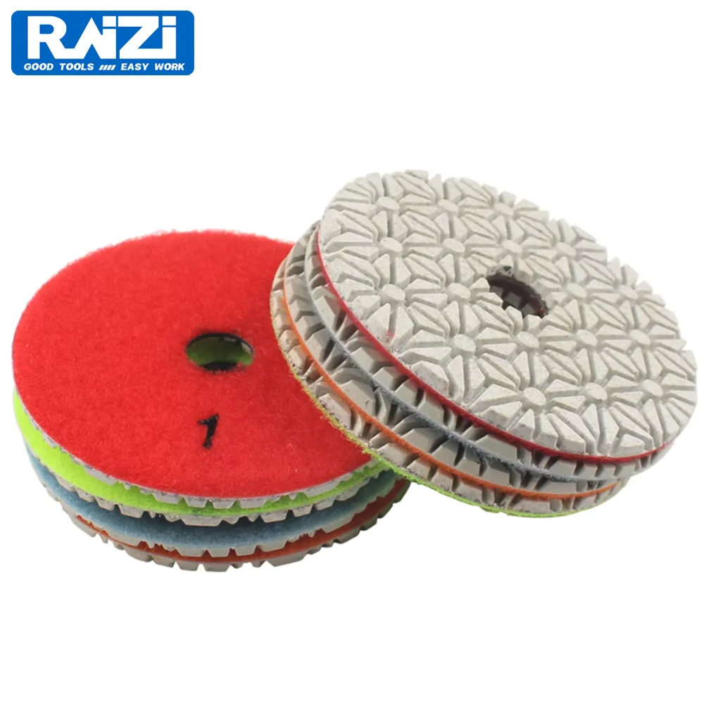 Raizi 100 mm 3-stufiges Nass-Diamant-Polierpad-Set für Schleifscheiben aus Granit, Marmor, Stein Image