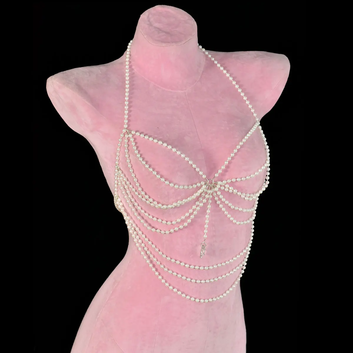 Einfache Temperament Körper Kette Die Lange Quaste Imitation Perle Bh Zubehör Mode Einfache Party Top Kette Für Dame Image