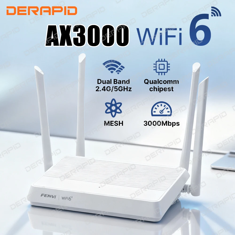 FENVI AX3000 WiFi 6 Mesh Repeater Wireless Range Extender 2,4 G/5 GHz 4 High Gain Antennen Gigabit Signal Verstärker für Zuhause Image