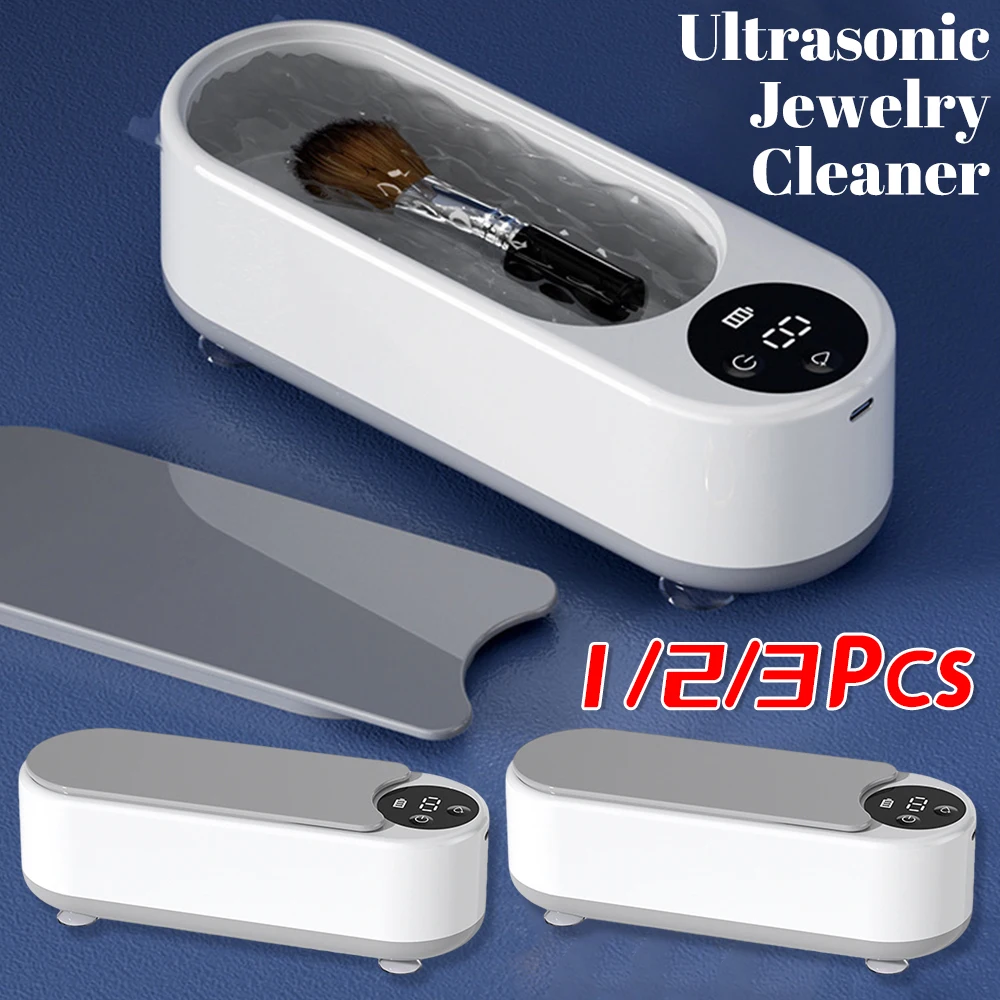 1/2/3PCS Ultraschall Schmuck Reiniger Make-Up Pinsel Reinigung Maschine Gläser Reiniger Retainer USB Aufladbare Für Münzen prothesen Image