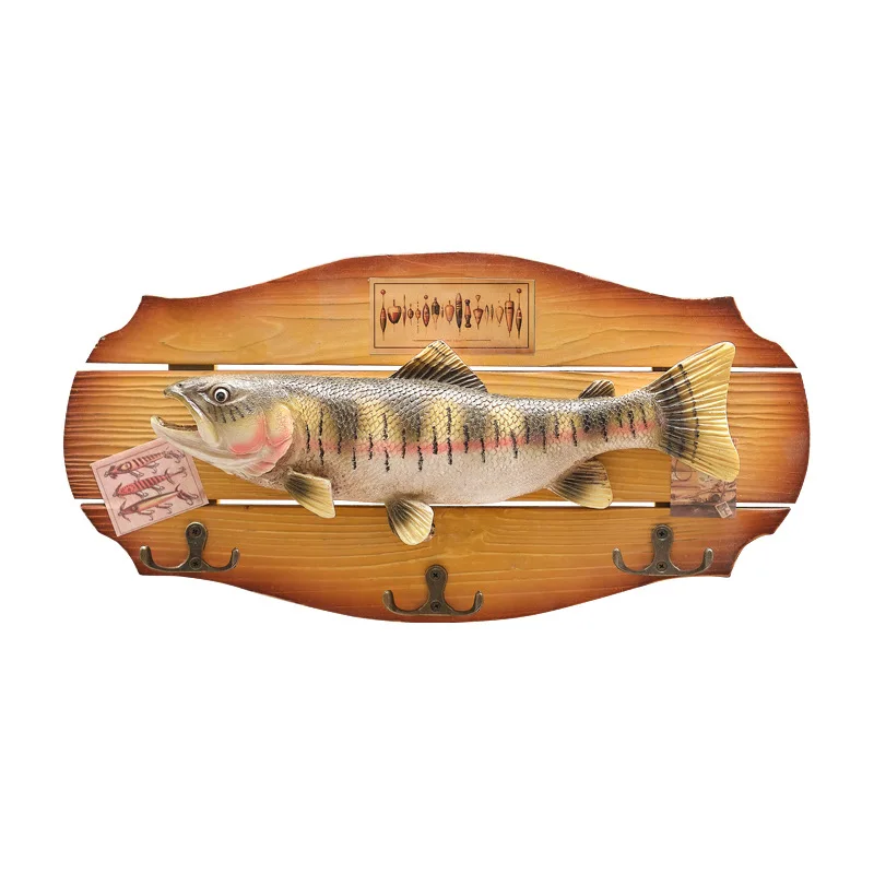 Holz Fisch Wandbehang Dekorationen Haken Holz Ornamente Home Decor Fisch Handwerk Kleiderhaken mediterranen Stil Home Dekoration