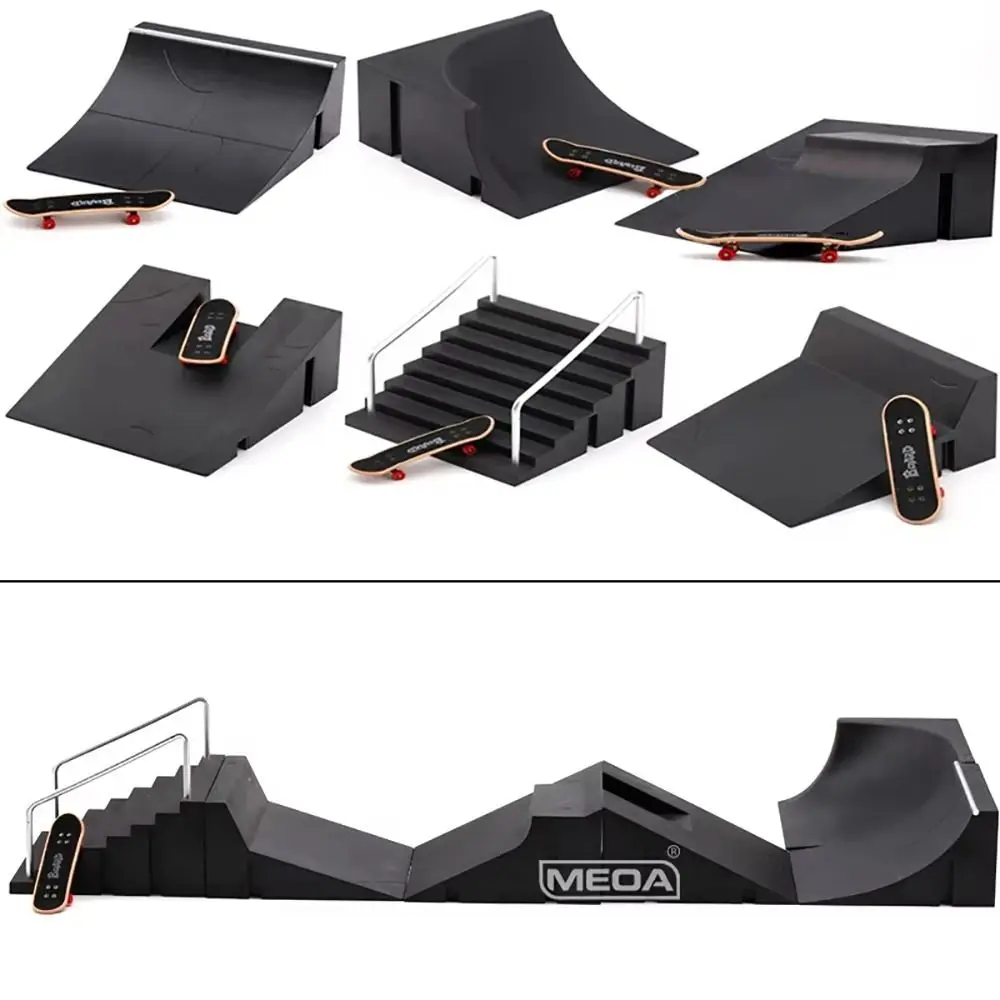 1Set Neue Finger Training Skate Park Rampe Set Kunststoff Lustige Tech Praxis Deck Schwarz Finger Skateboards Kinder