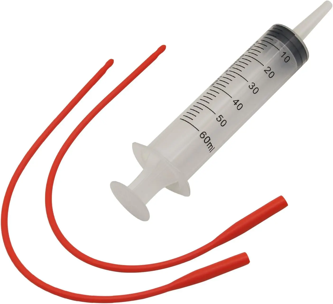 Lammfütterungsspritze mit 2 roten Tuben, 60 ml, wiederverwendbare Drench-Ziegenspritze für die Futterung von Lammhunde, Schafen, Ferkel und Kaninchen Image