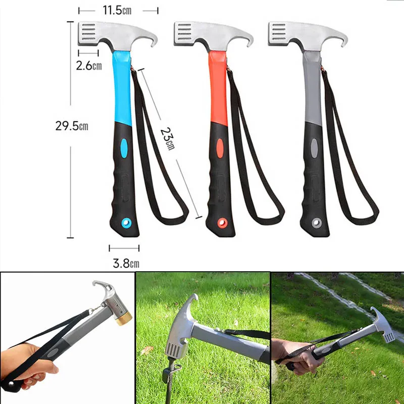 Tragbare Carbon Stahl Camping Zelt Hammer Zelt Peg Stake Puller Mallet Extrator Remover Markise Baldachin Klaue Hammer Gummi Mallet Image