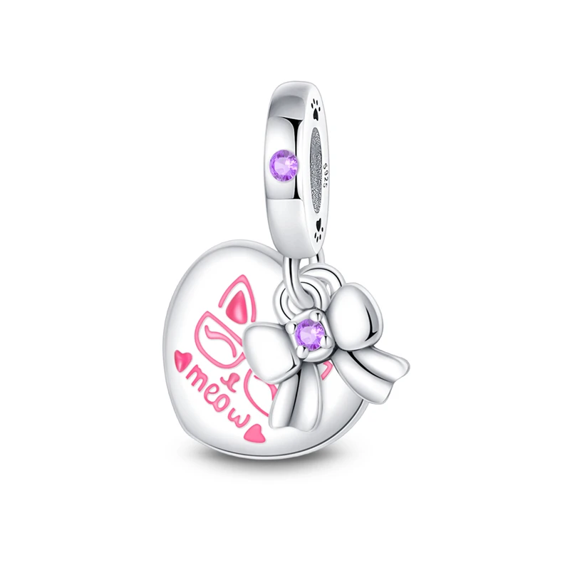 Charms Original 925 Sterling Silber vergoldet Herz Haustier Charm Anhänger Perlen passen Armband DIY Geschenk Frauen zarte Schmuck Zubehör Image