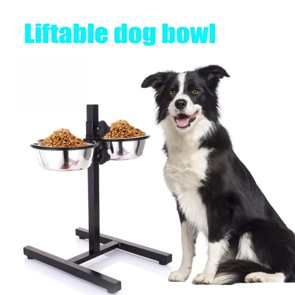 Höhenverstellbarer Futternapf für Hunde, bodenstehend, vier Beine, Futternapf aus Edelstahl, Futternapf für Haustiere, Outdoor-Schüssel für Hunde, Katzen, Welpen Image