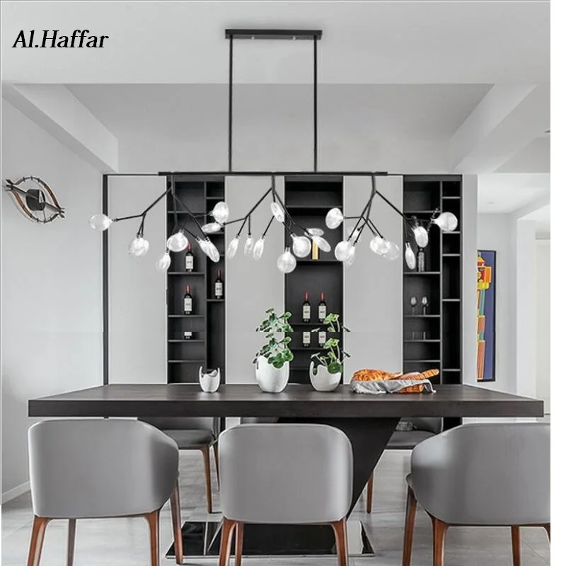 Moderne LED neue kreative Lichter Firfly Schwarz/Gold Rechteck Pendelleuchte für Esszimmer Küche