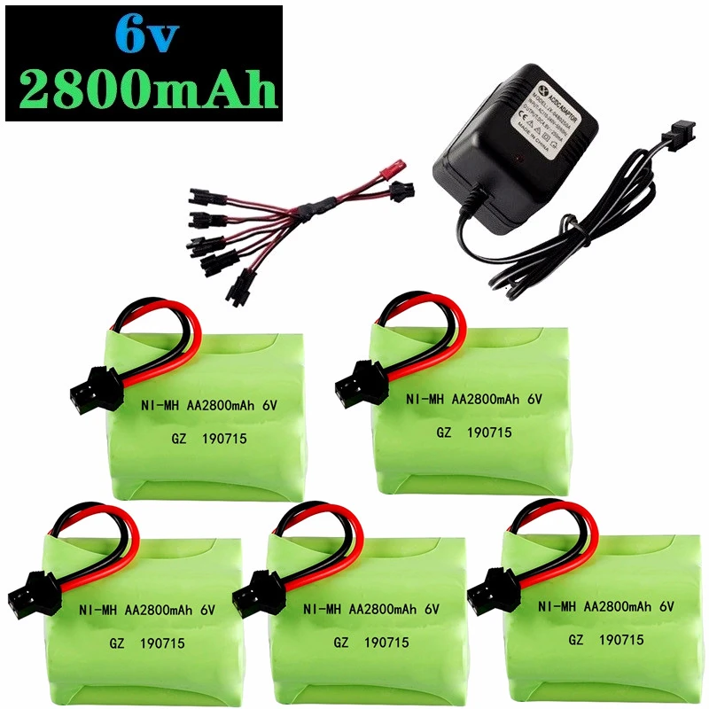 (SM STECKER) 6v 2800mah NiMH Batterie Für Rc spielzeug Autos Tanks Lkw Roboter Boote Guns 6v Akku Ni-Mh AA Batterie Pack Image