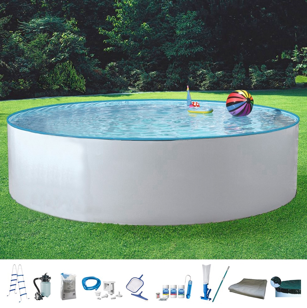 Rundpool KONIFERA "NEO 2", weiß, H:120cm Ø:350cm, Schwimmbecken, Rundpool, inkl. umfangreichem Zubehör, Tiefe 120 cm, versch. Größen