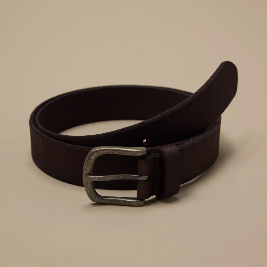 Lucky Brand Beveled Edge Leather Belt - Men's Accessories Belts in Dark Grey, Size 40
