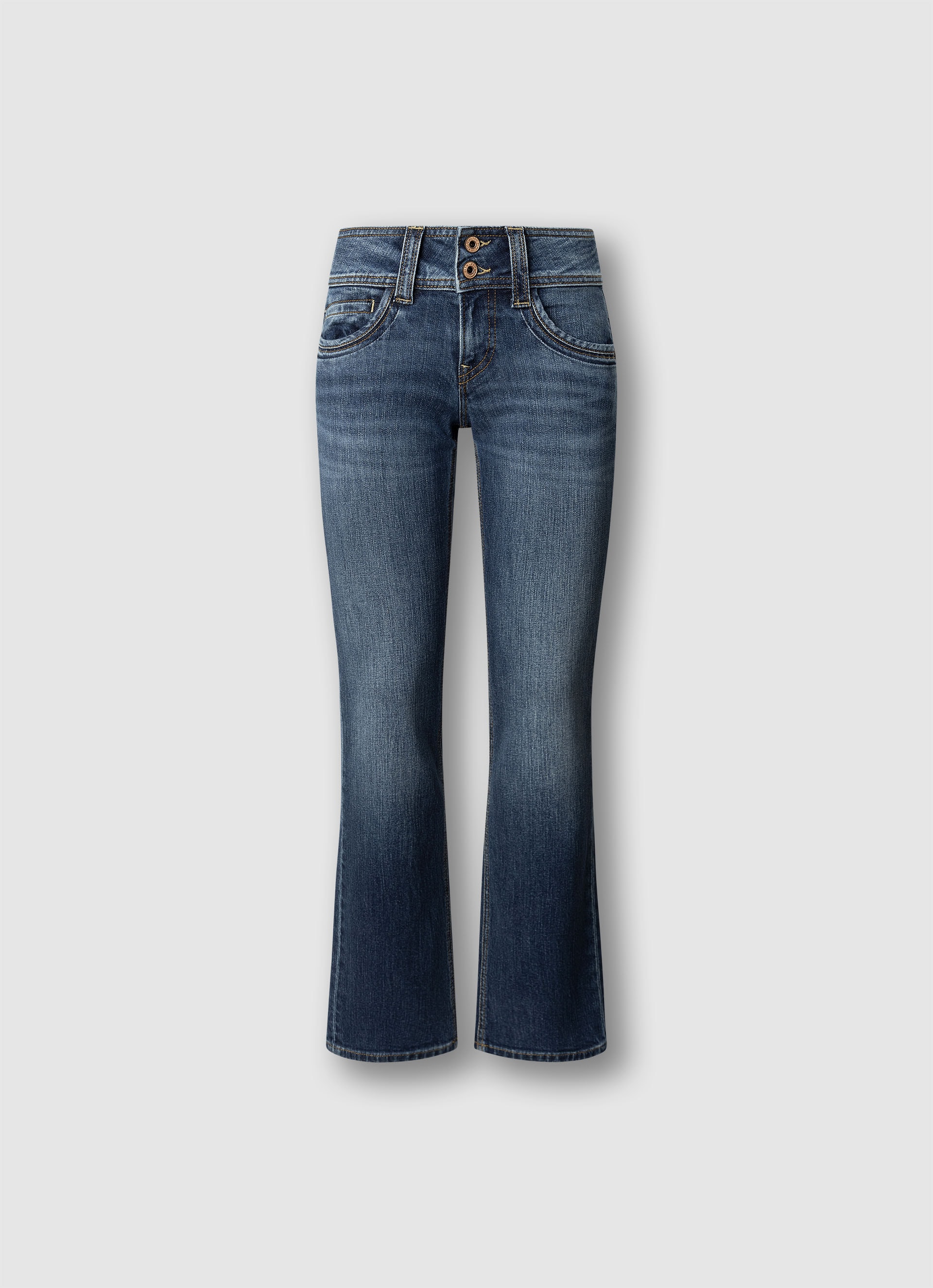 Slim-fit-Jeans PEPE JEANS "ICONIC GEN", Damen, Gr. 27, Länge 32, blau used, Denim/Jeans, Obermaterial: 99% Baumwolle, 1% Elasthan, slim fit lang, Jeans Slim-fit-Jeans, Mid Waist