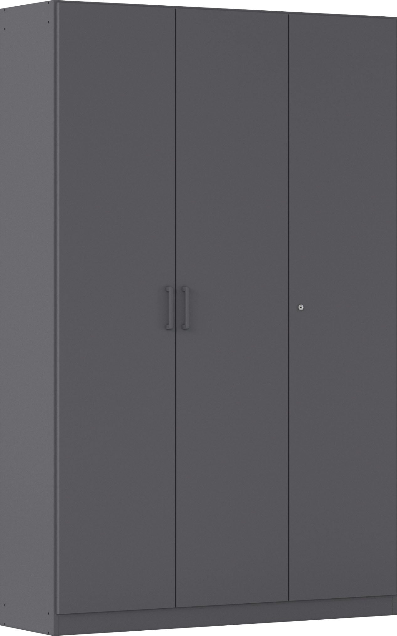 Mehrzweckschrank RAUCH "Garderobe Kleiderschrank Schrank Schuhschrank Putzschrank MINOSA", graumetallic, griffe graumetallic, B:136cm H:210cm T:41cm, Holzwerkstoff, Schränke, Mehrzweckschrank