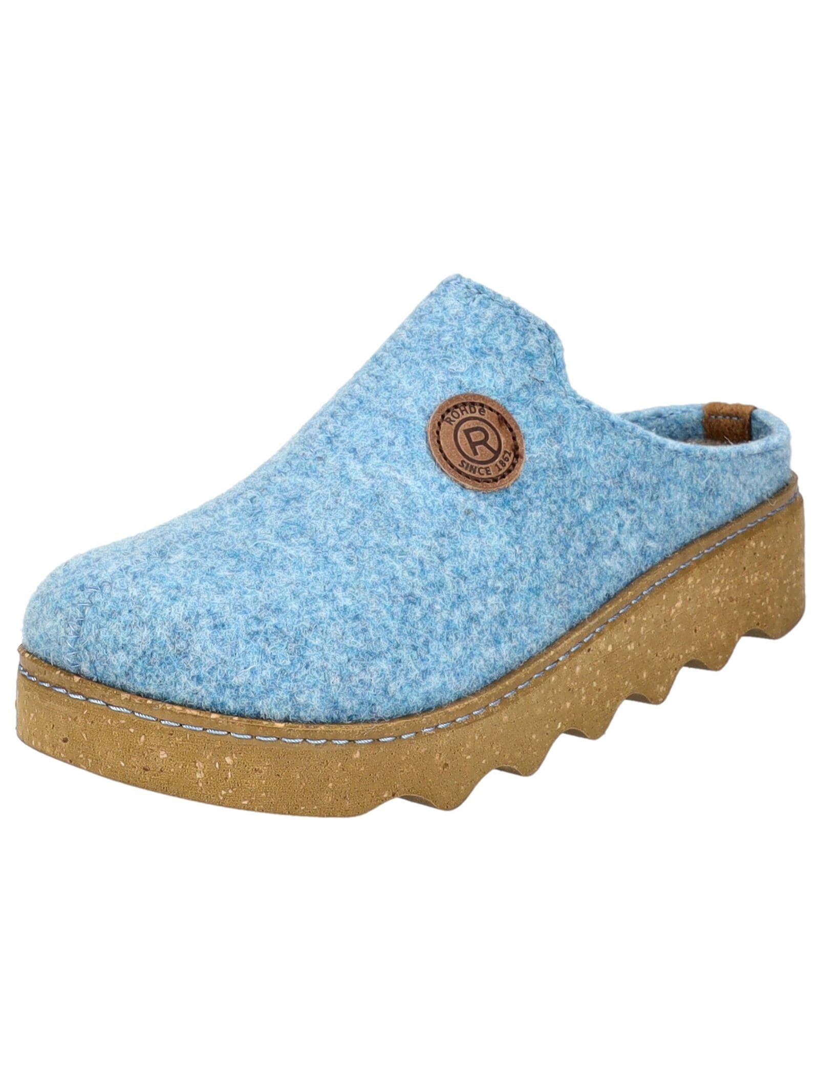 Hausschuh ROHDE "Rohde Hausschuhe Filz", Damen, Gr. 41, blau, Filz, Schuhe Hausschuh