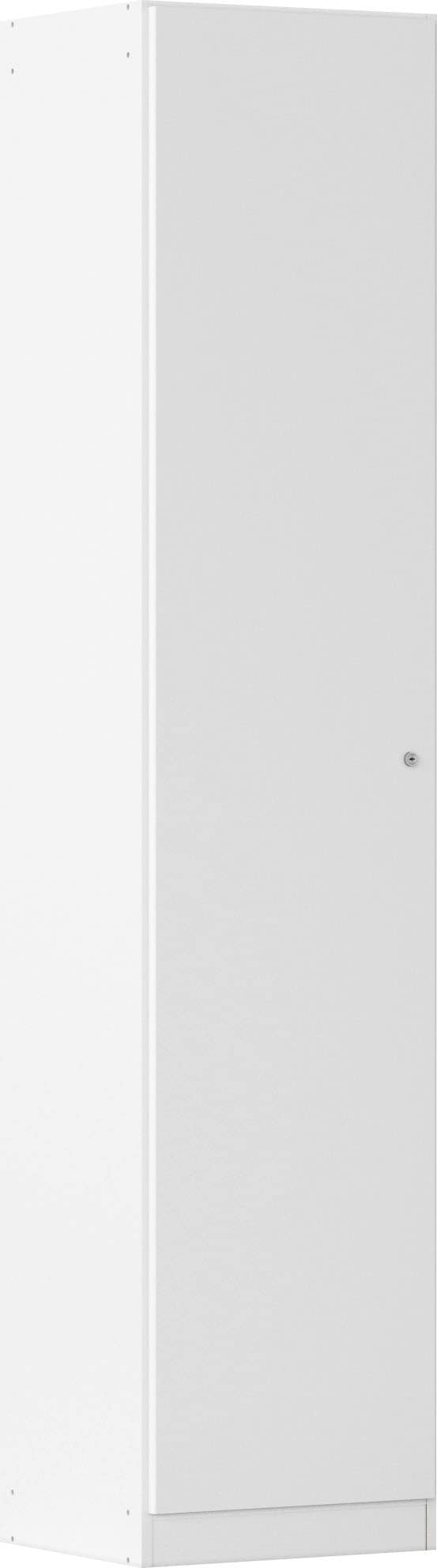 Mehrzweckschrank RAUCH "Garderobe Kleiderschrank Schrank Schuhschrank Putzschrank MINOSA", alpinweiß, griffe graumetallic, B:47cm H:210cm T:41cm, Holzwerkstoff, Schränke, Mehrzweckschrank