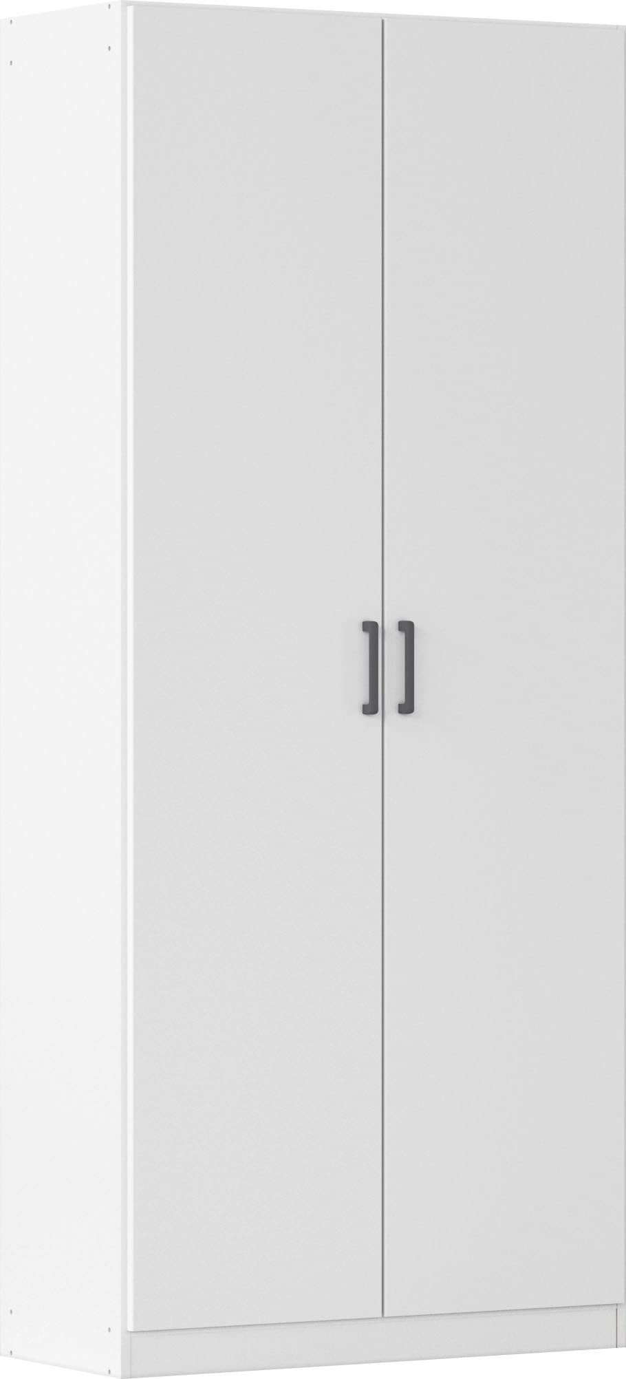 Mehrzweckschrank RAUCH "Garderobe Kleiderschrank Schrank Schuhschrank Putzschrank MINOSA", alpinweiß, griffe graumetallic, B:91cm H:210cm T:41cm, Holzwerkstoff, Schränke, Mehrzweckschrank