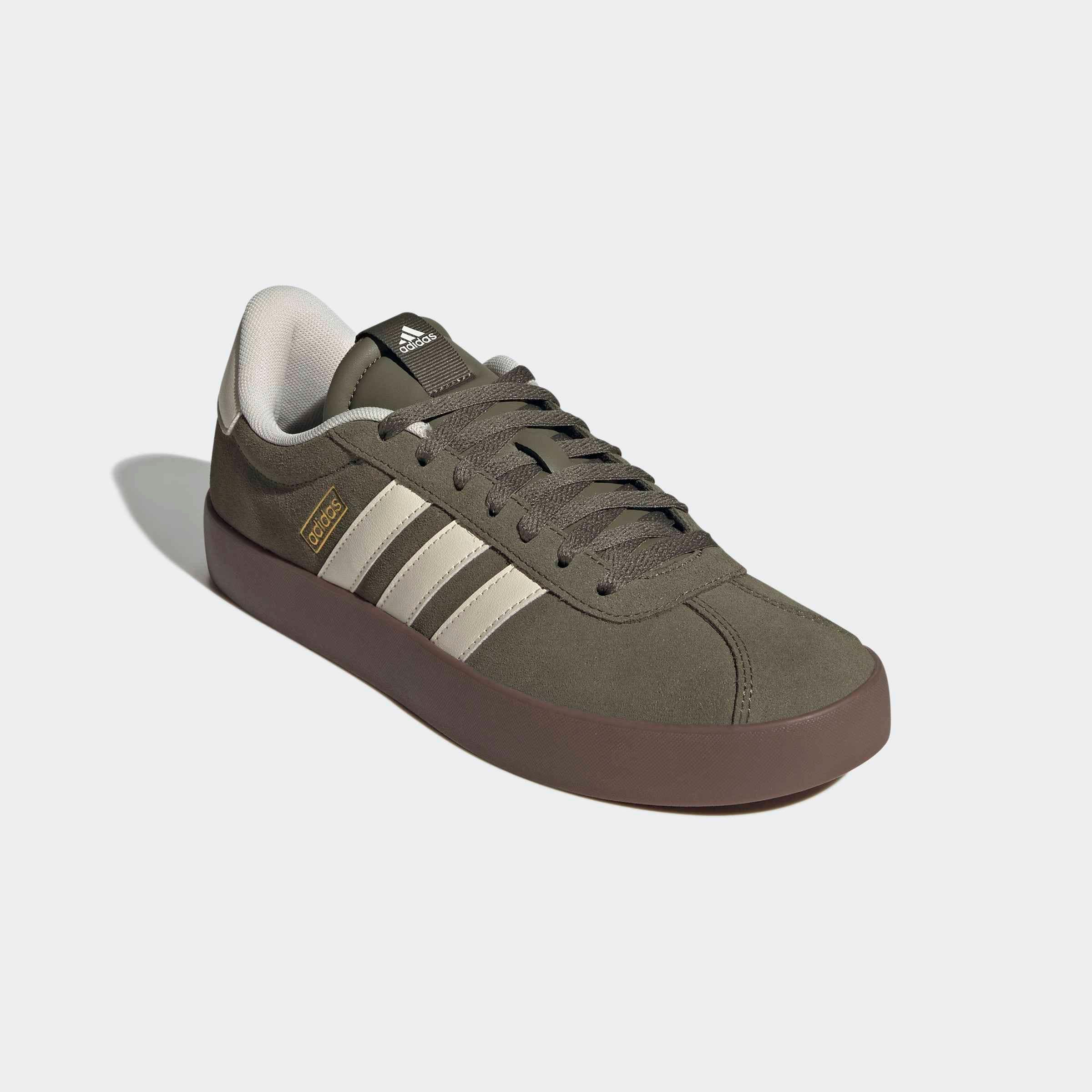 Sneaker ADIDAS SPORTSWEAR "VL COURT 3.0", Herren, Gr. 44,5, olive strata, cream weiß, gum5, Leder, Synthetik, Schuhe Sneaker, inspiriert vom Design des adidas samba
