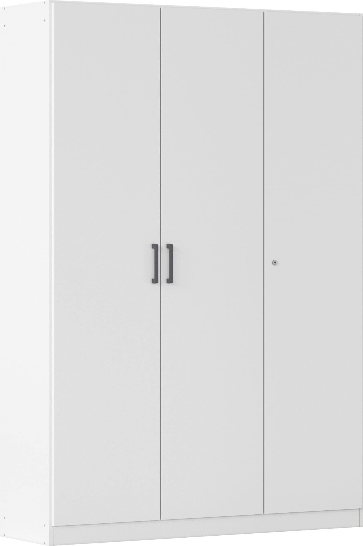 Mehrzweckschrank RAUCH "Garderobe Kleiderschrank Schrank Schuhschrank Putzschrank MINOSA", alpinweiß, griffe graumetallic, B:136cm H:197cm T:41cm, Holzwerkstoff, Schränke, Mehrzweckschrank