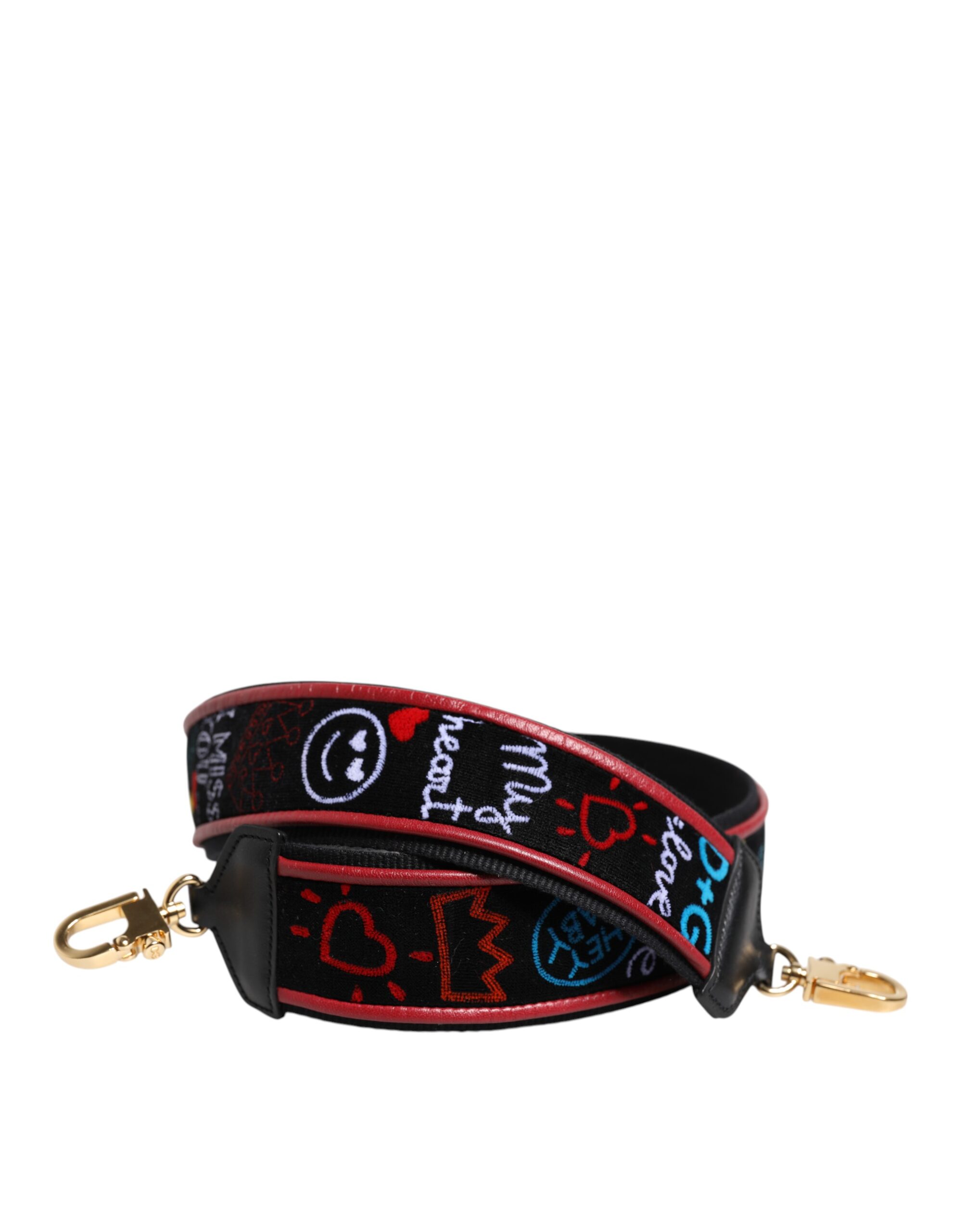 Schwarze Baumwolle Bedruckte Damenhandtasche Zubehör Schultergurt Image