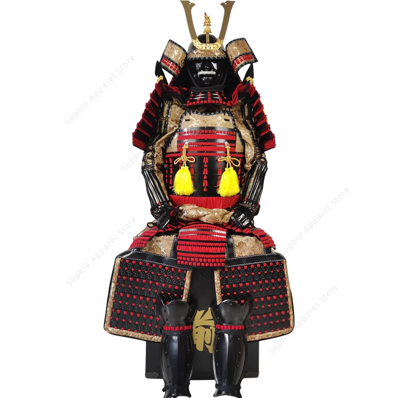 Japanische alte traditionelle Samurai-Rüstung Generäle Matsudaira Hirotada Kostüm Japan Krieger Rüstung Helm tragbar Image