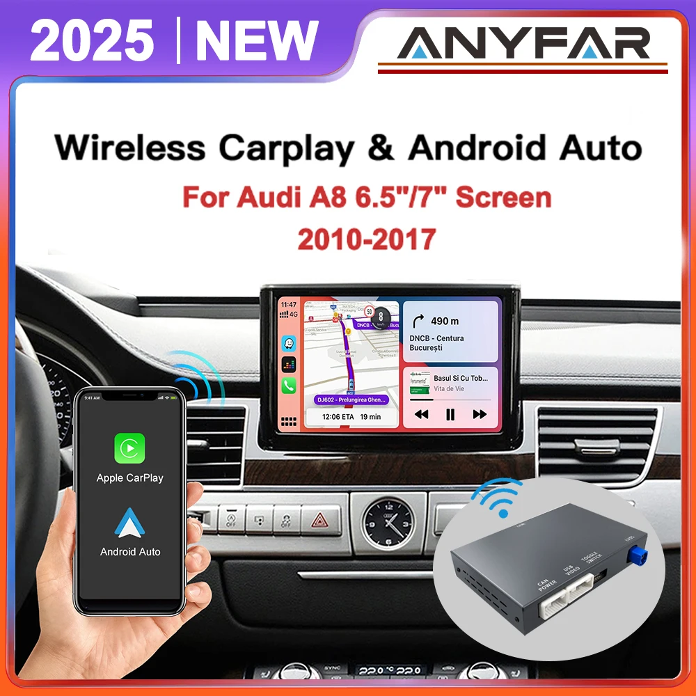 Drahtlose CarPlay Android Auto Für Audi A8 2010–2017 Schnittstelle Mirror Link AirPlay Autolink Bluetooth Rückfahrkamera Image