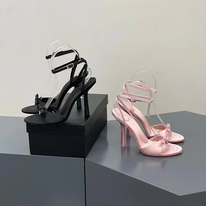Damensandalen, einfache große Damenschuhe, rosa Kawaii-Lori-Schuhe, superhoch, mit feinem Absatz, Damenschuhe, runder Kopf, 9 cm