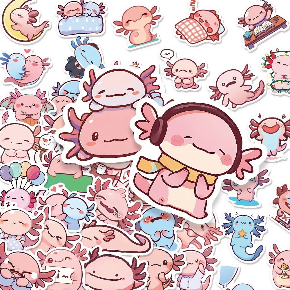 50 pezzi di cartoni animati animali divertenti adesivi graffiti Axolotl fai da te manuale scrap book tablet adesivi giocattolo decorazione alla moda