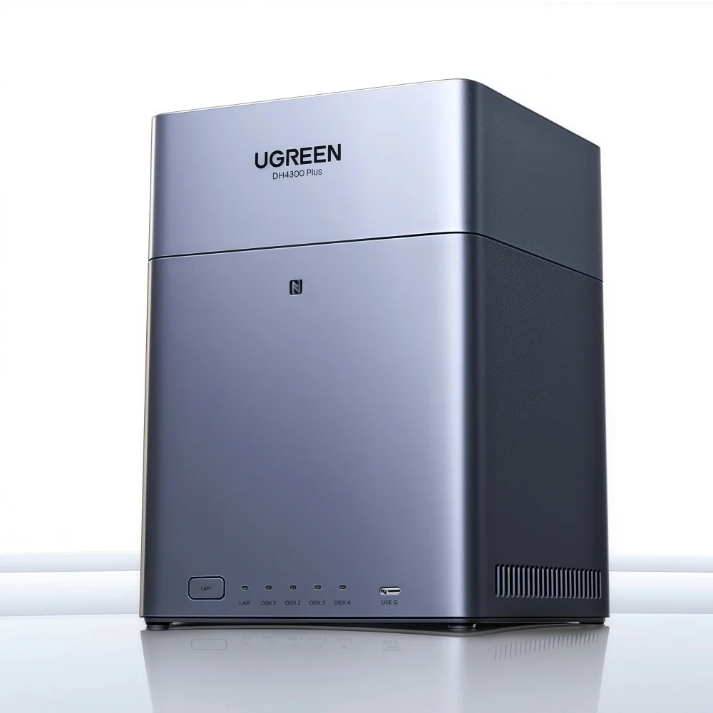 UGREEN DH4300 Plus Mini Home NAS AI Rockchip Octa Core A55-A76 8 GB LPDDR4X 4 Bay SATA HDD SSD NFC RJ45 2,5 GbE Netzwerkspeicher Image