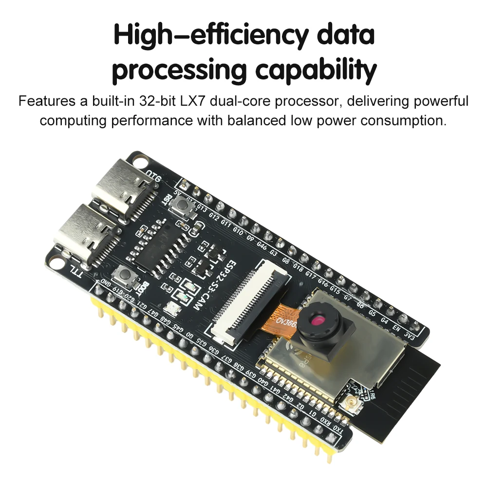 ESP32-S3-CAM-Entwicklungsplatine mit OV3660-Kamera, WiFi, Bluetooth-Kernplatine, zwei Typ-C-Anschlüsse, stabile Hochgeschwindigkeitsverbindung Image