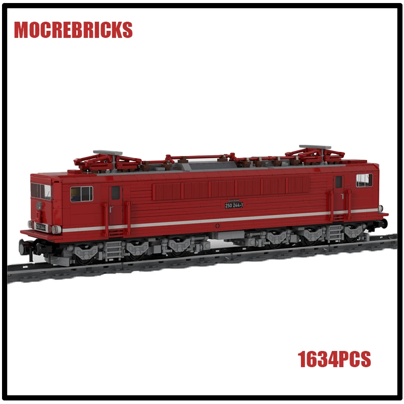 MOC Deutsch Eisenbahn Stadt Express Fracht BR250 elektrische lokomotive Zug Bausteine Montage Modell kinder Weihnachten Spielzeug Image