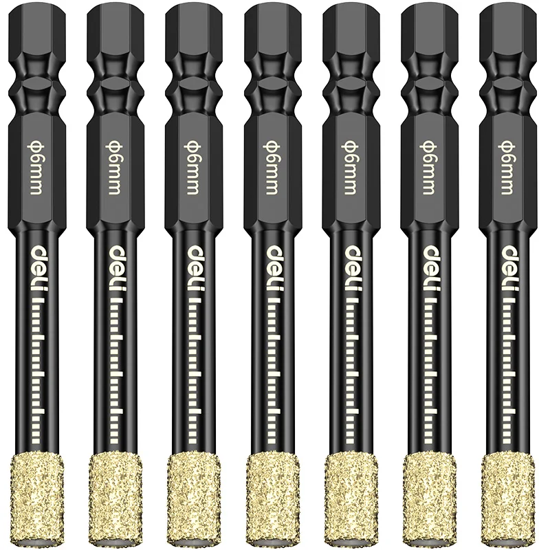 7-teiliges 6 mm trockenes Diamantbohrer-Set, vakuumgelötetes Kernbohrer-Set, Schnellwechsel-Sechskantschaft für Porzellan, Granit, Fliesen, Marmor Image