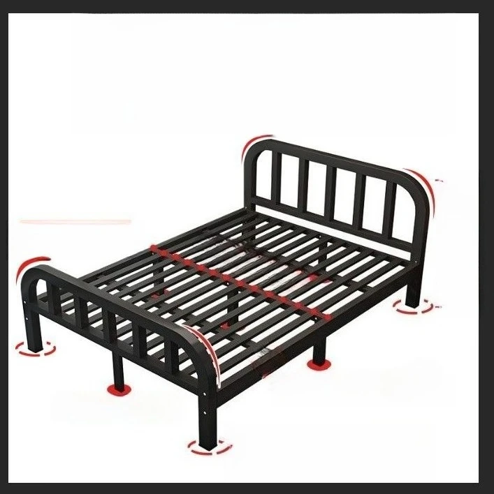 Verdicktes schmiedeeisernes Bett 1,8 Doppelbett modernes einfaches Miethaus kleine Wohnung Eisenbett Einzelbett 1 Meter 1,5 Meter Eisenrahmen Image