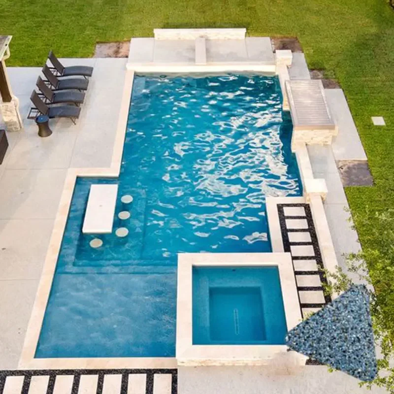 8 m Schwimm-Spa-Poolregal aus Fiberglas für Erwachsene, unterirdischer, fertiger, vorgefertigter großer Pool zum Verkauf Image