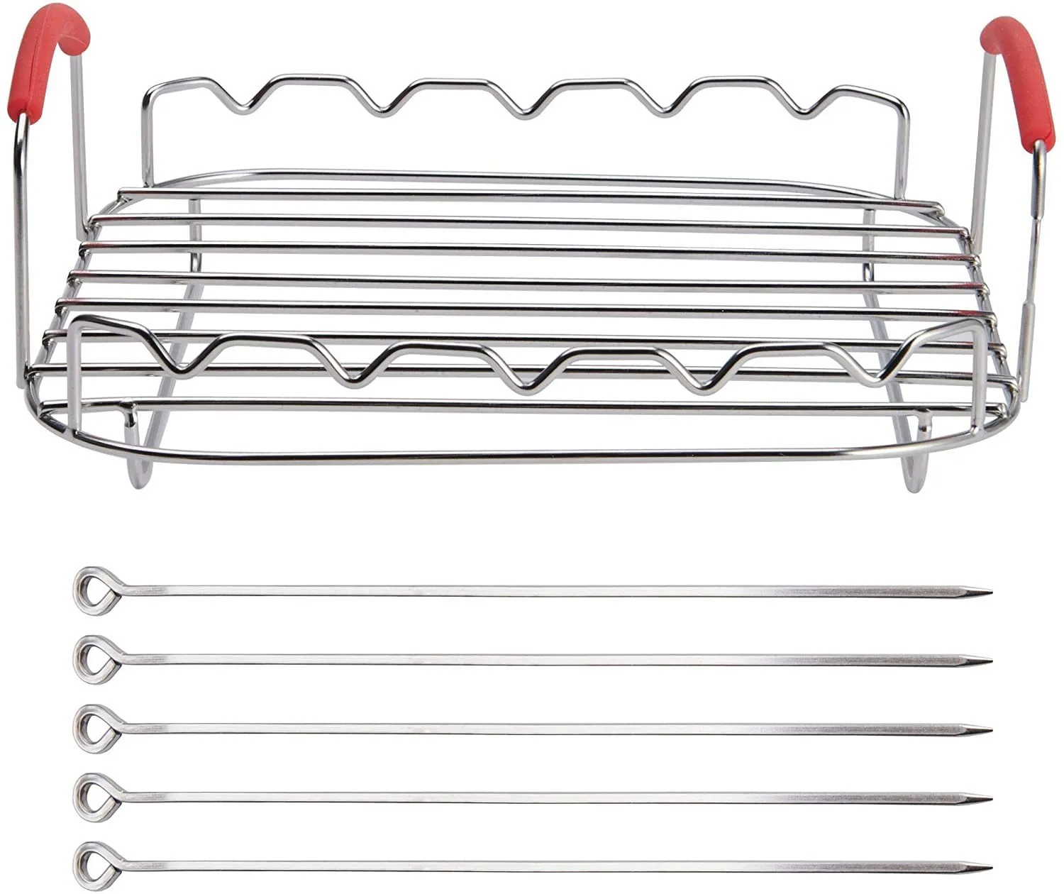 8-Zoll-Luftfritteuse, quadratisch, Edelstahl, Grill mit Spießnadel, Kochen, Dämpfen, Backen, Airfryer-Zubehör Image