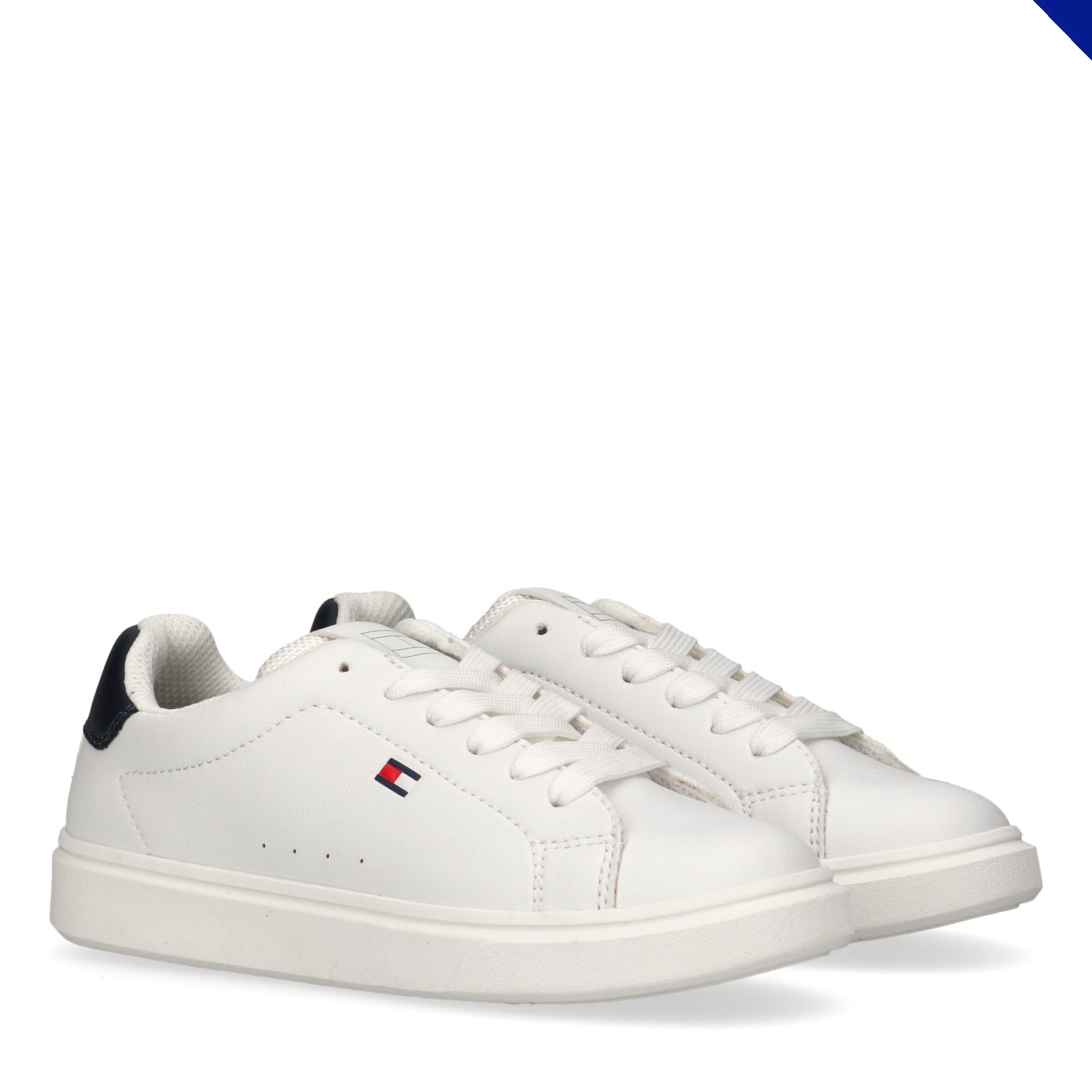 Sneaker TOMMY HILFIGER, Damen, Gr. 41, weiß, blau, Lederimitat, Schuhe Sneaker, Schnürschuh, Halbschuh Retro Sneaker mit Logoverzierung