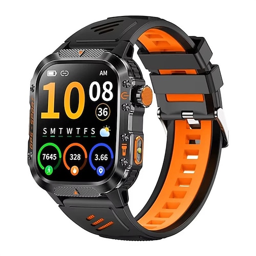 HT36 Herren-Smartwatch mit integriertem GPS, Kompass, Höhenmesser, 5 ATM wasserdicht, Herzfrequenzmessung, kabelloser Anruffunktion, AMOLED-HD-Display und sportlichem Design