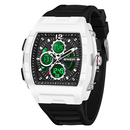 SANDA 3391 Mode Männer Elektronische Quarz Uhr Leuchtender Kalender Stoßfest Sport Armbanduhr Wasserdichte Uhren Image