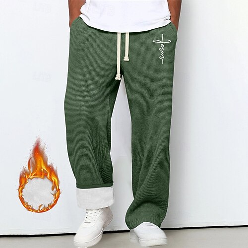 Herren Jogginghose Fleecehose Hose Winterhose Baggy-Hosen Kordelzug Tasche Elastischer Bund Kreuz Komfort Warm Knielang Outdoor Lässig Täglich Mode Klassicher Stil Blau Schwarz Mikroelastisch Image