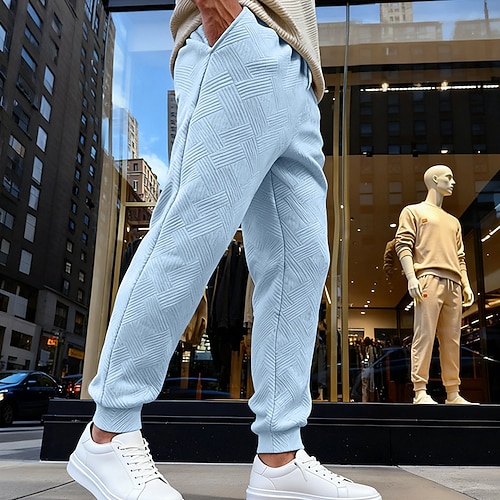 Herren Jogginghose Hose Freizeithose Jacquard Kordelzug Tasche Einfach Komfort Atmungsaktiv Outdoor Täglich Ferien Mode Klassicher Stil Armeegrün Schwarz Mikroelastisch Image