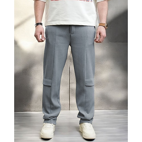 Herren Jogginghose Hose Cordhose Gerade geschnittene Sweatpants Kordelzug Tasche Elastischer Bund Einfach Komfort Weich Outdoor Täglich Ferien Mode Klassicher Stil Schwarz Hellgrün Mikroelastisch Image