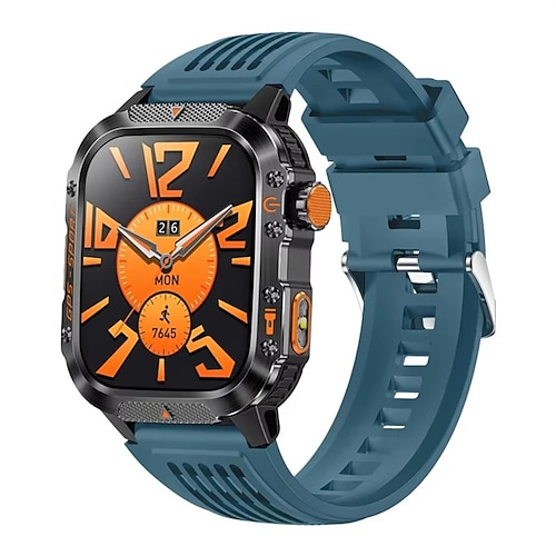 HT36 Herren-Smartwatch mit integriertem GPS, Kompass, Höhenmesser, 5 ATM wasserdicht, Herzfrequenzmessung, kabelloser Anruffunktion, AMOLED-HD-Display und sportlichem Design