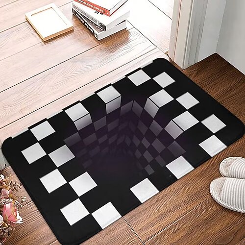 3D-Optische Illusion Fußmatte Visuelle Falle Fußmatte Rutschfest Wasserabsorbierend für Badezimmer Dusche Eingangsbereich Innen Außen Diatomaceous Earth Schnell trocknend Absorbierend 20 x 31 Zoll Image