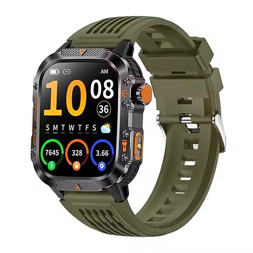 HT36 Herren-Smartwatch mit integriertem GPS, Kompass, Höhenmesser, 5 ATM wasserdicht, Herzfrequenzmessung, kabelloser Anruffunktion, AMOLED-HD-Display und sportlichem Design